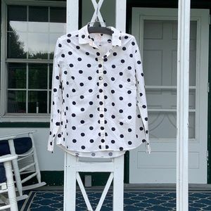 Cotton polka dot button down blouse
